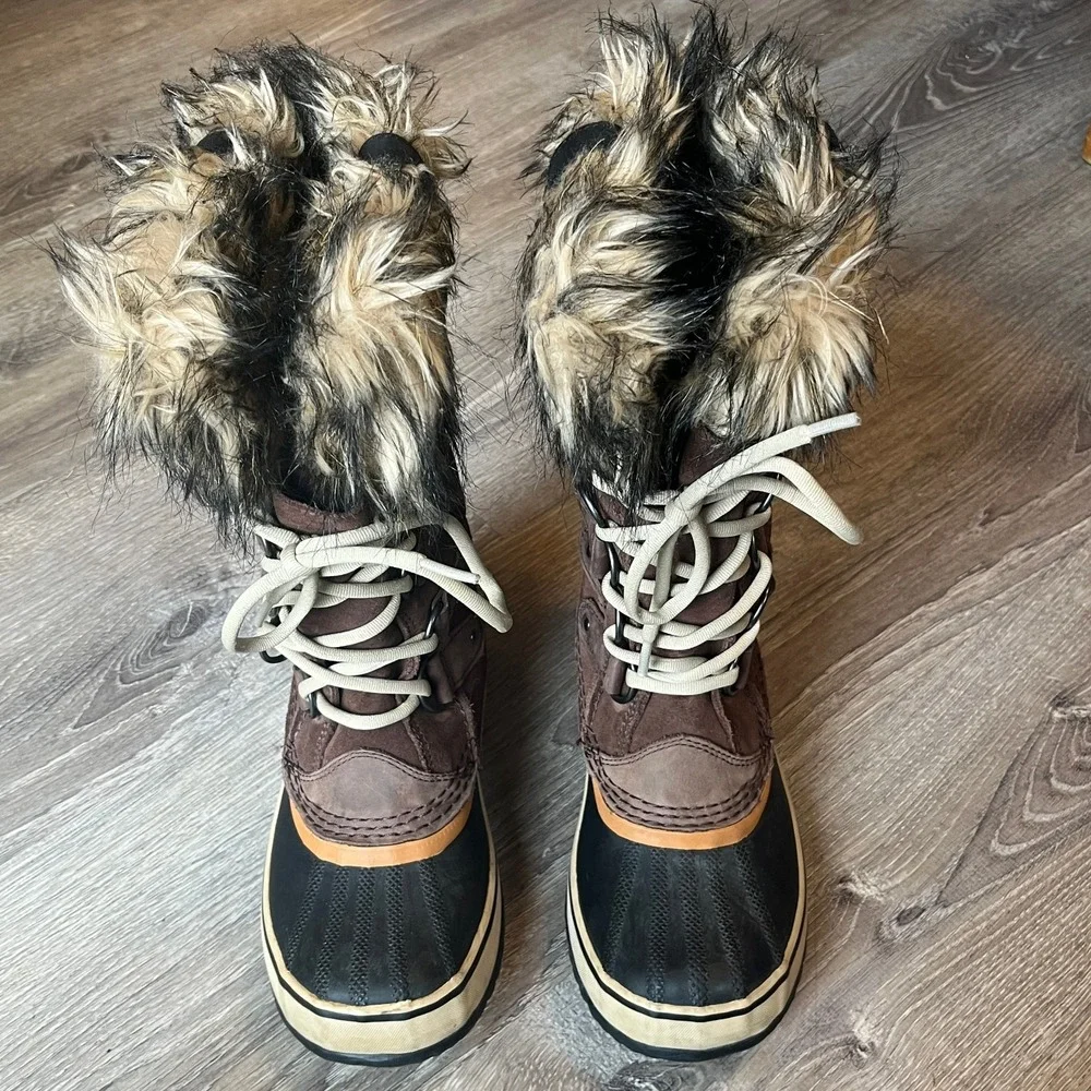 Sorel Joan of Arctic Tall Waterproof Lace Brown Leather Boots Women 6 UK 4 EU 37